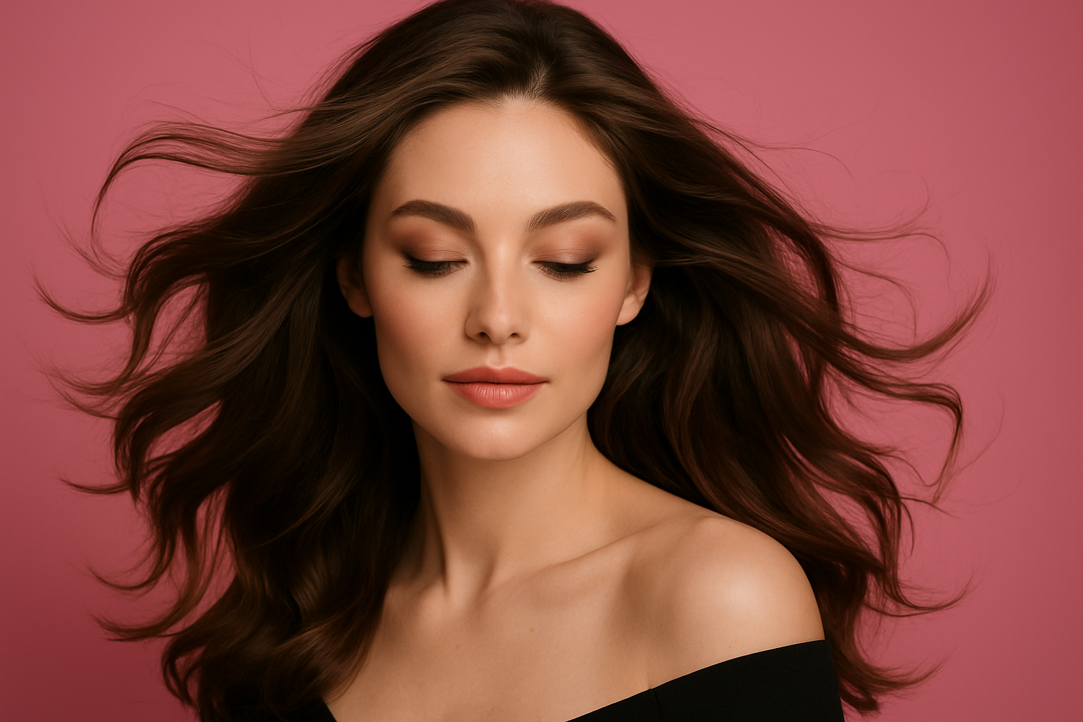 frau haare pinker hintergrund